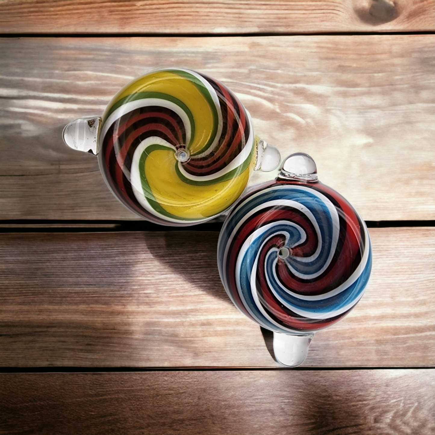 Color Swirl Bowl with Two Marbles