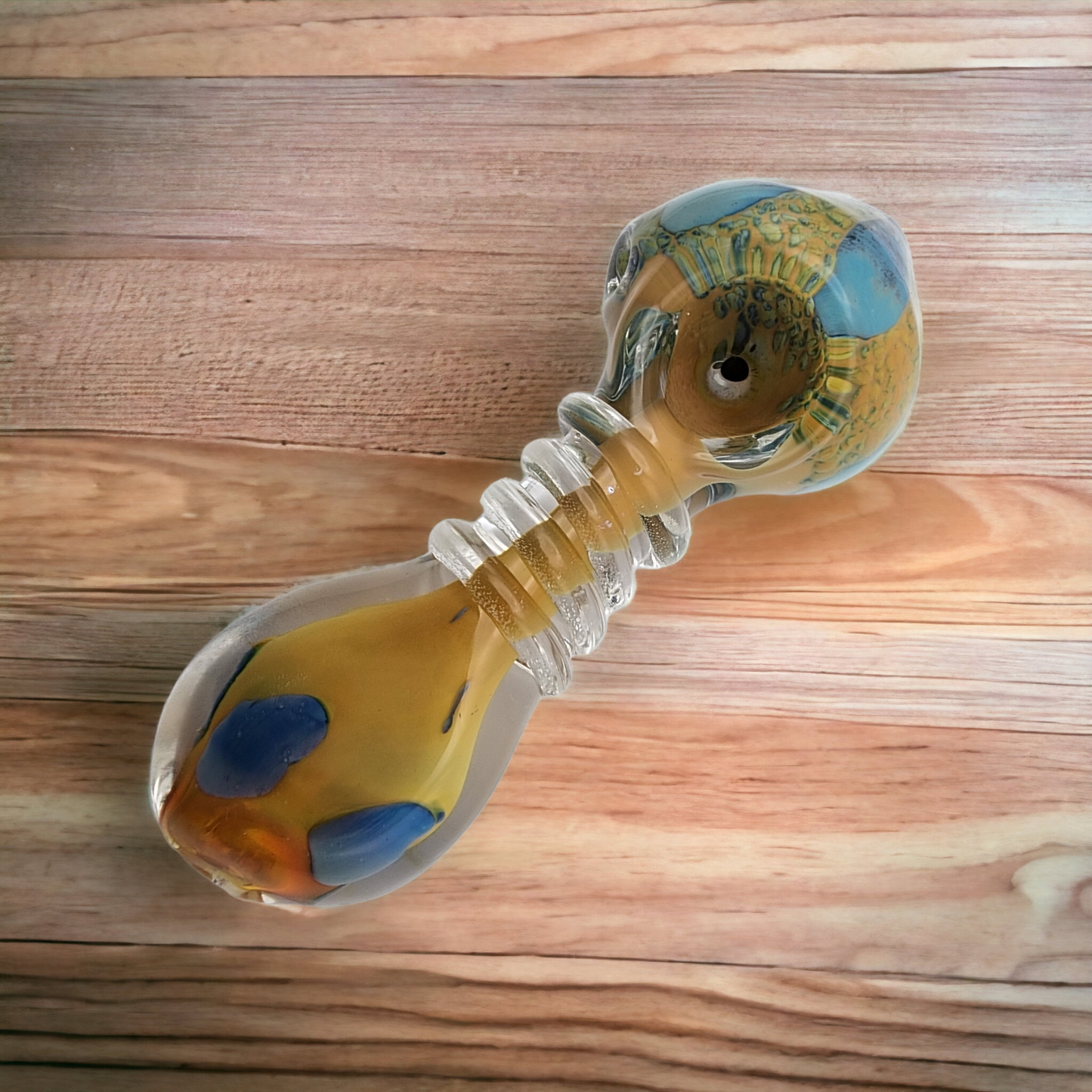 Color Changing Frit Gold Fumed Spiral Pipe