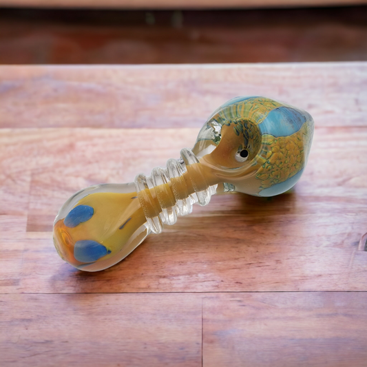 Color Changing Frit Gold Fumed Spiral Pipe