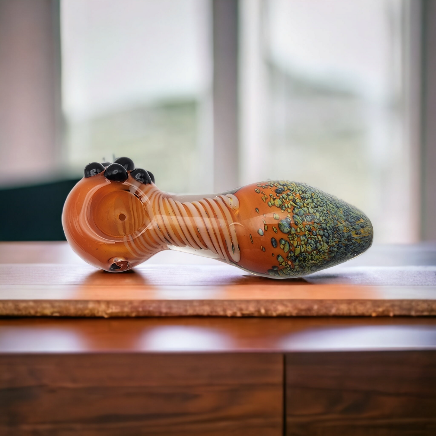 Orange Color Changing Gold Fumed Spoon Style Pipe