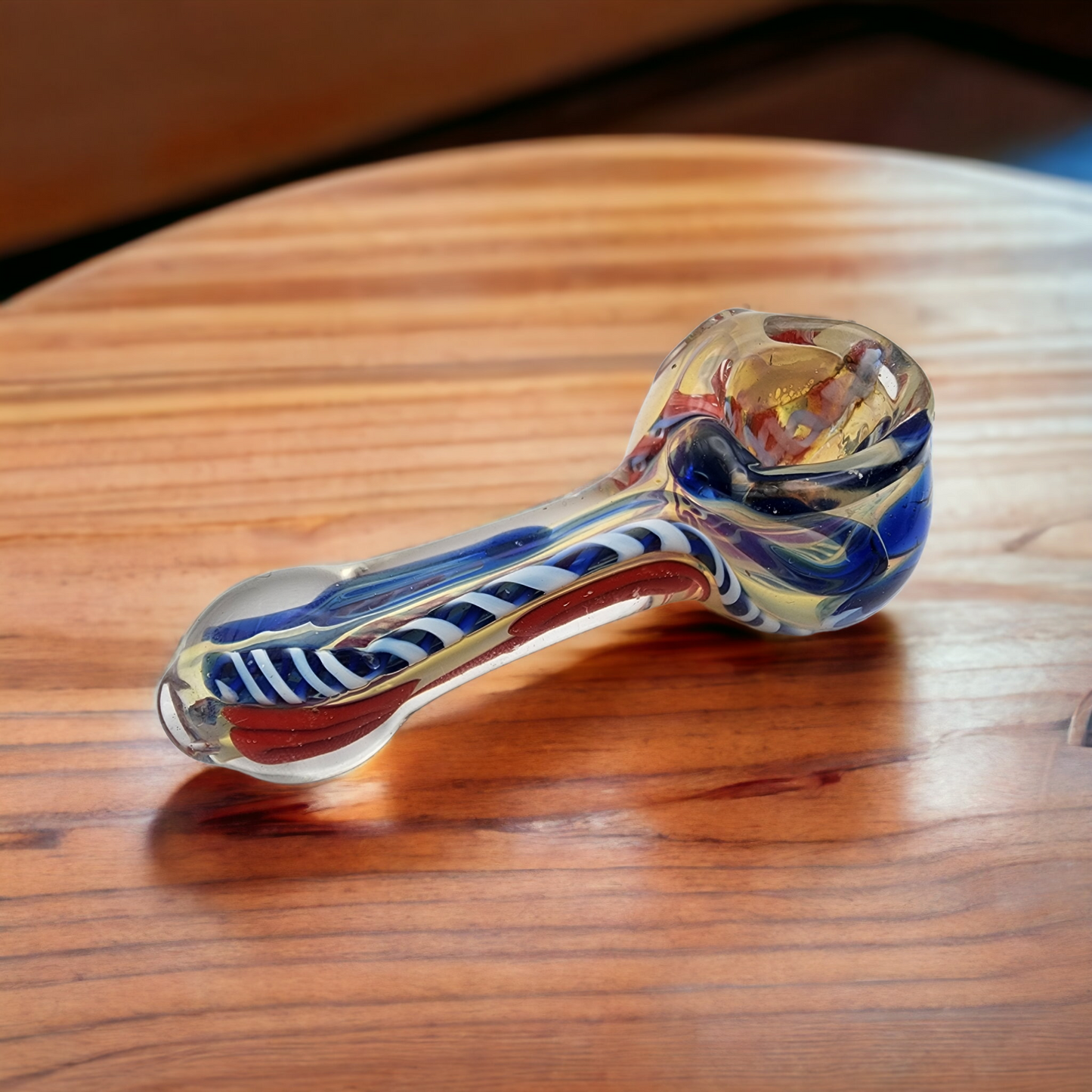 Color Changing Small Glass Pipe with Ribbons