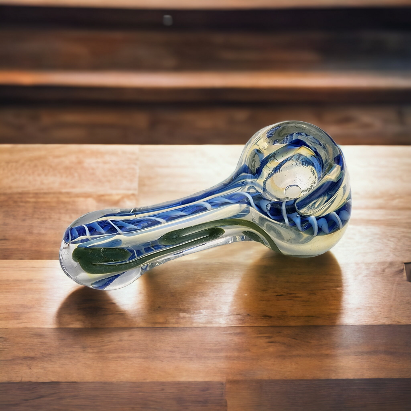 Color Changing Small Glass Pipe with Ribbons