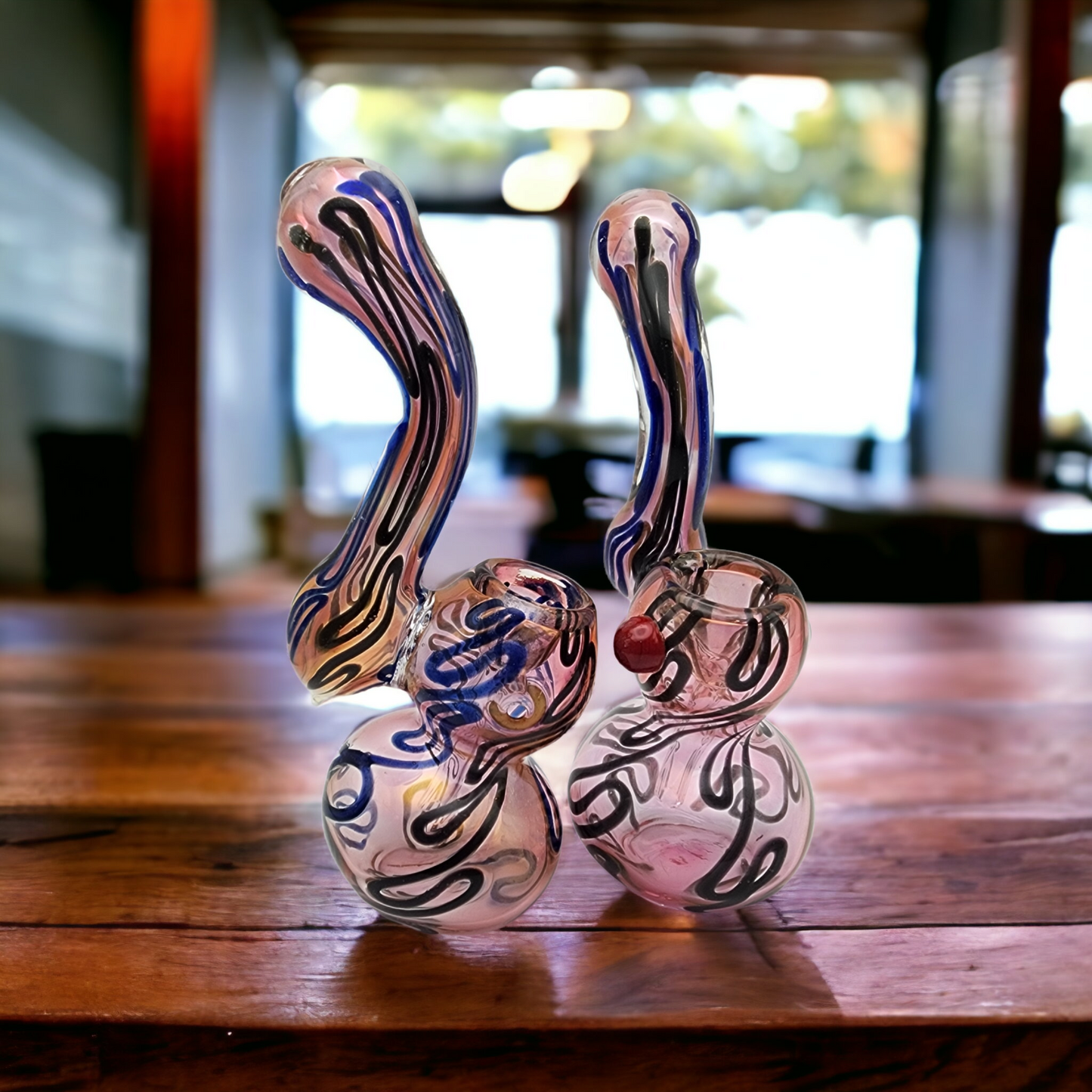 Color Changing Gold Fumed Glass Sherlock Bubbler