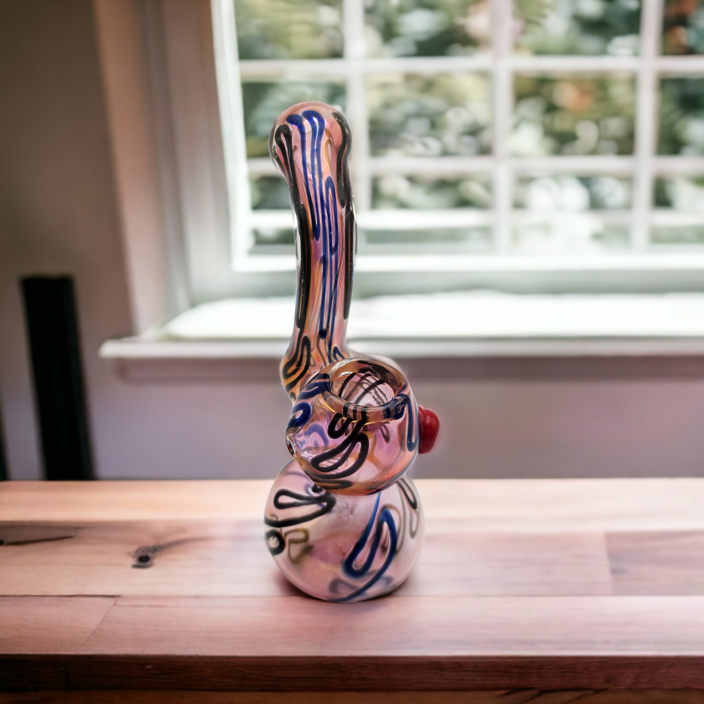 Color Changing Gold Fumed Glass Sherlock Bubbler