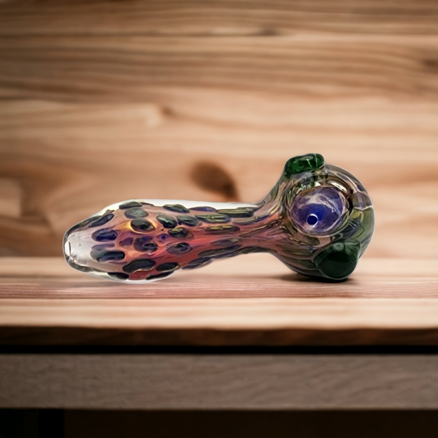 Color Changing Gold Fumed Glass Pipe with Metallic Dots