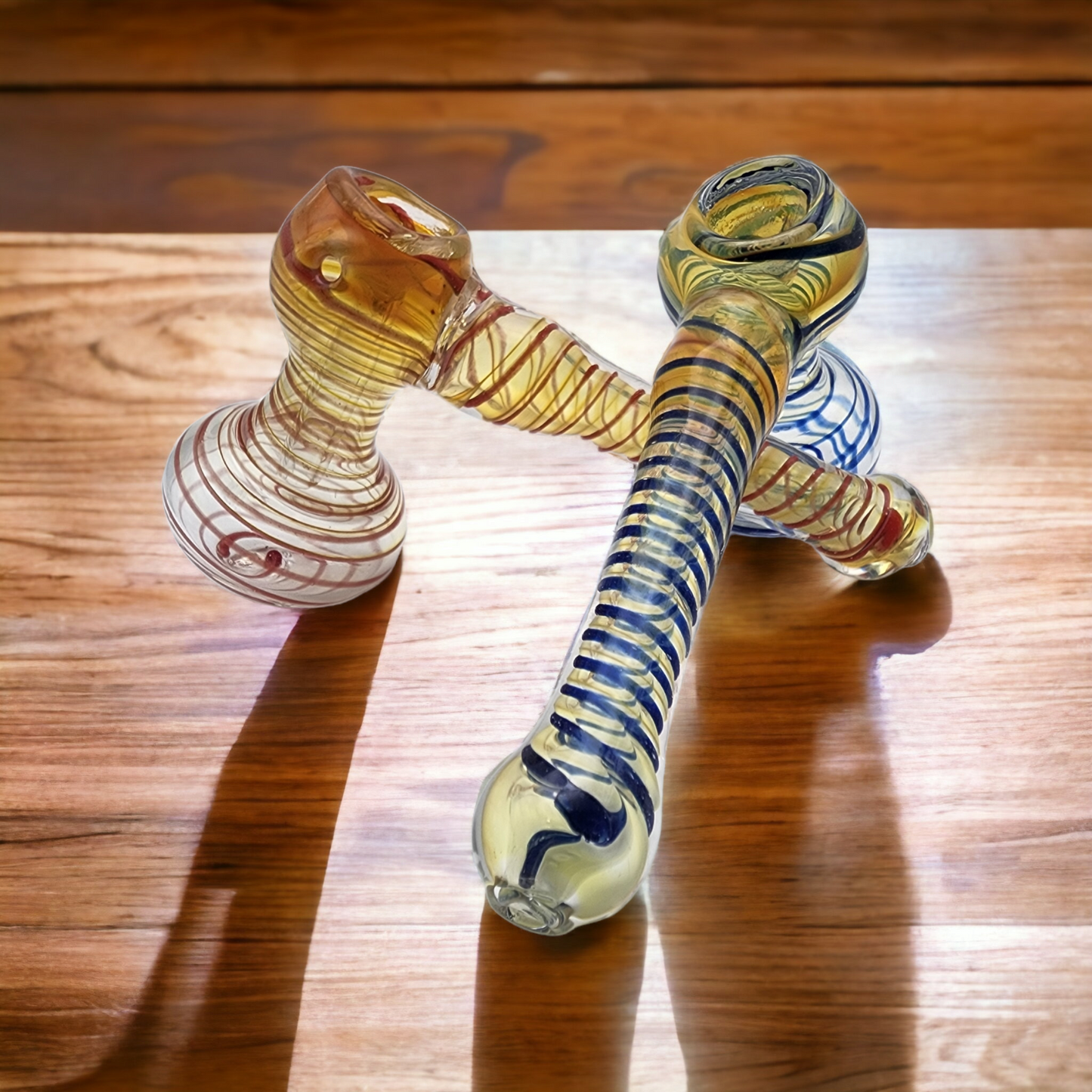 Color Changing Striped Glass Hammer Bubbler