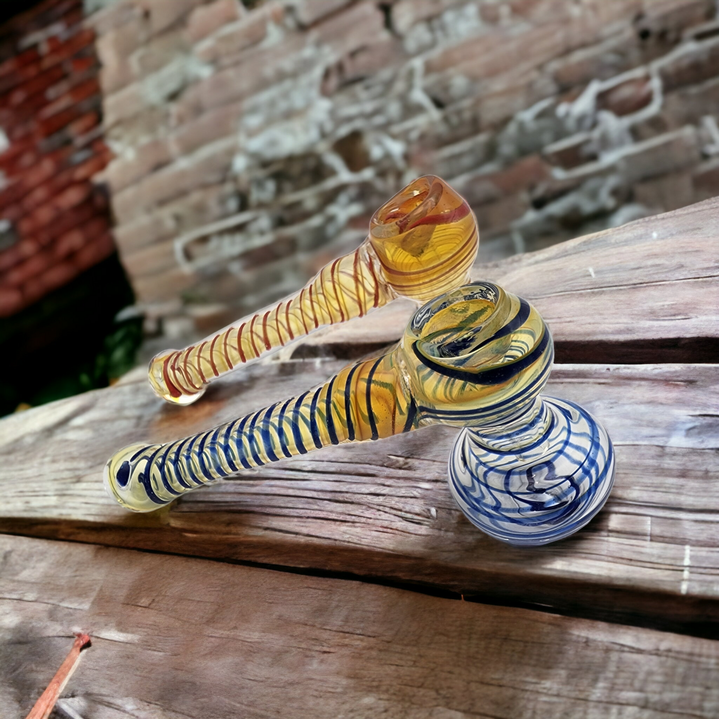 Color Changing Striped Glass Hammer Bubbler