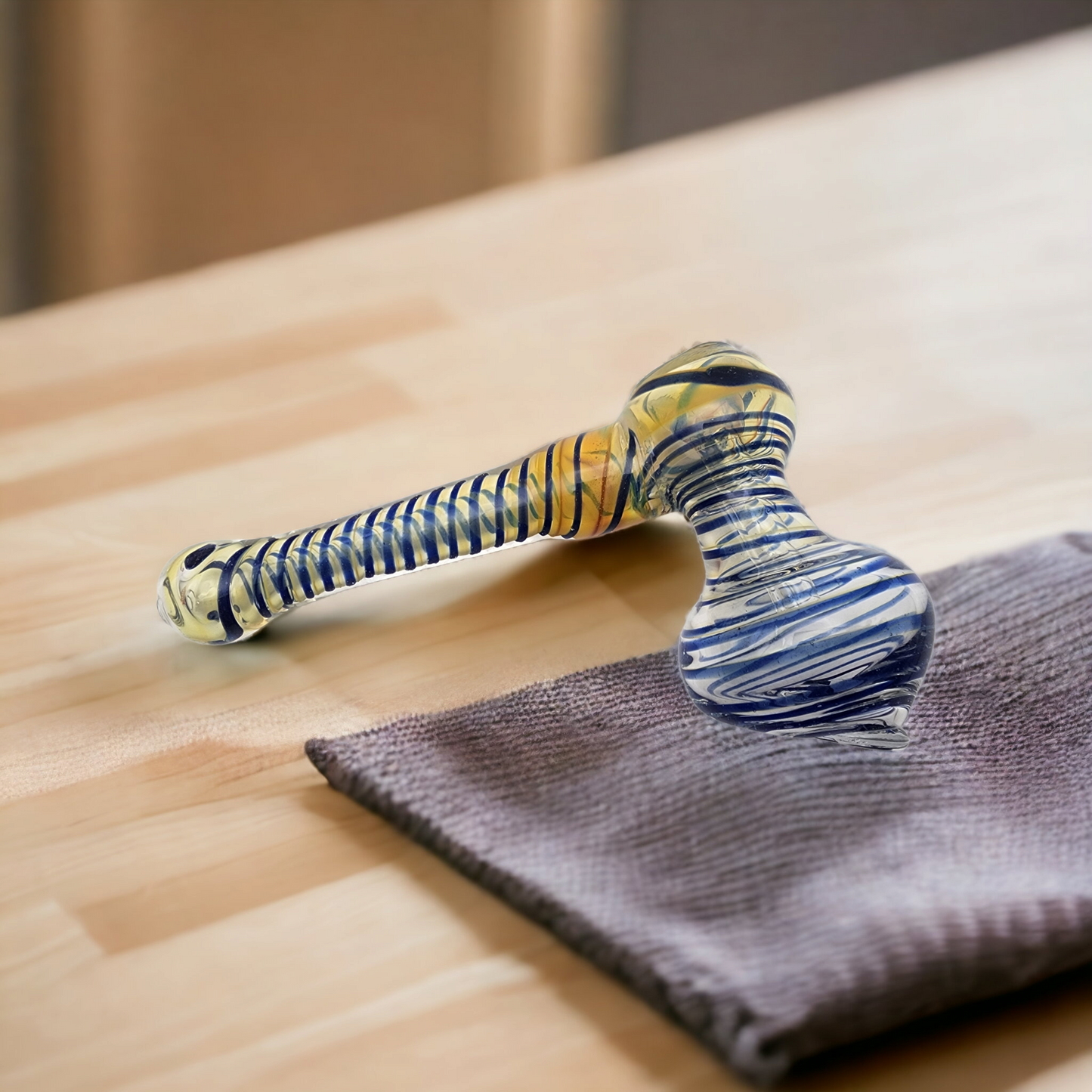 Color Changing Striped Glass Hammer Bubbler