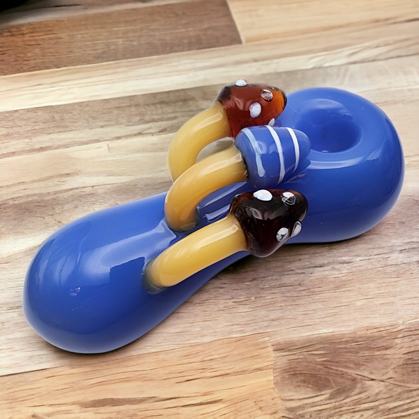 Triple Mushroom Glass Spoon Pipe