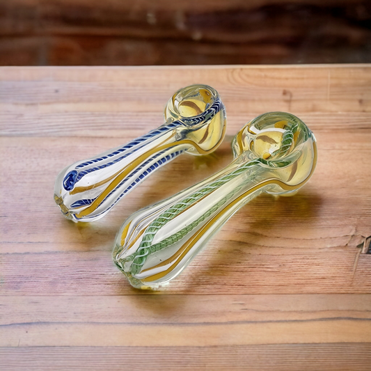 Color Changing Yellow Ribbon Spoon Pipe