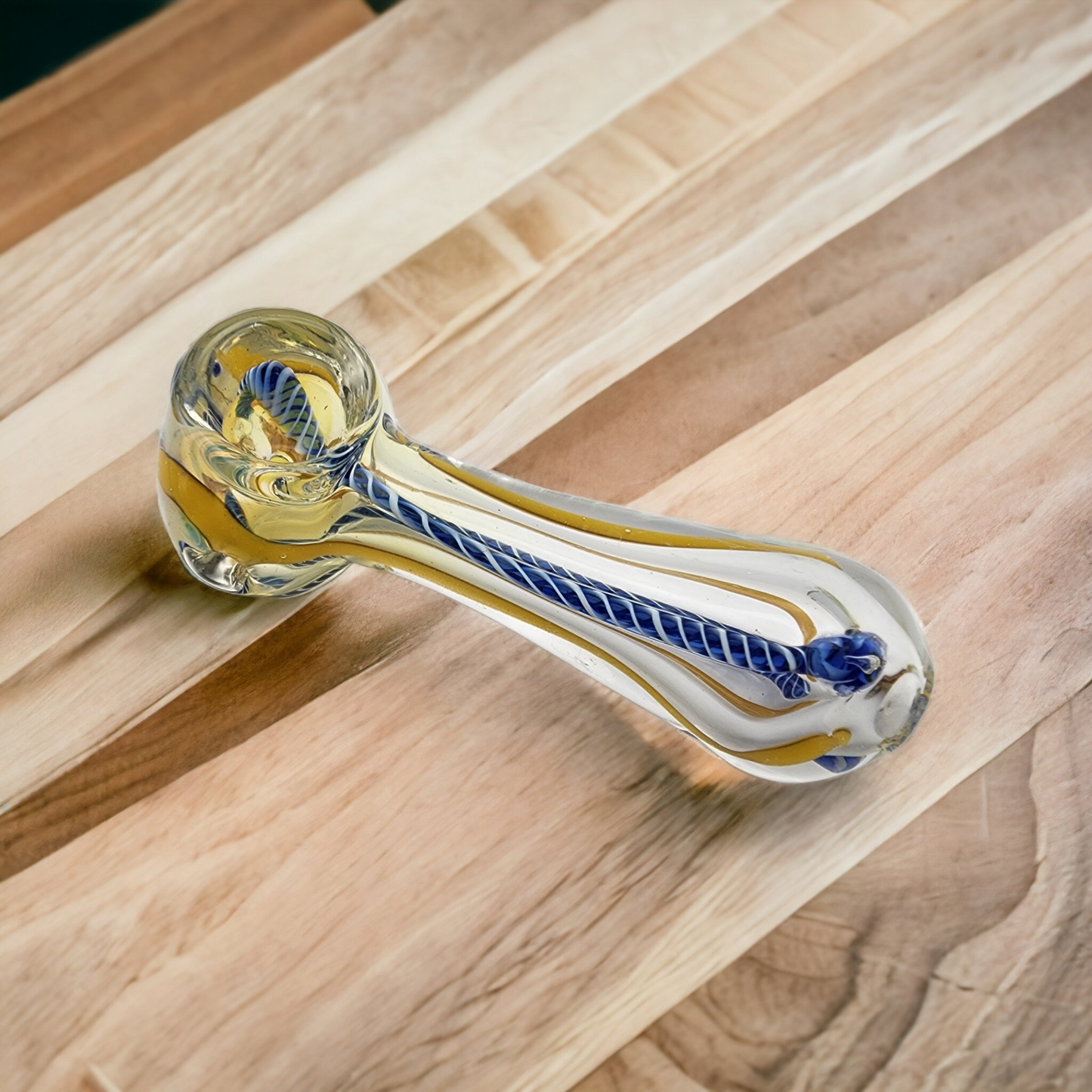 Color Changing Yellow Ribbon Spoon Pipe