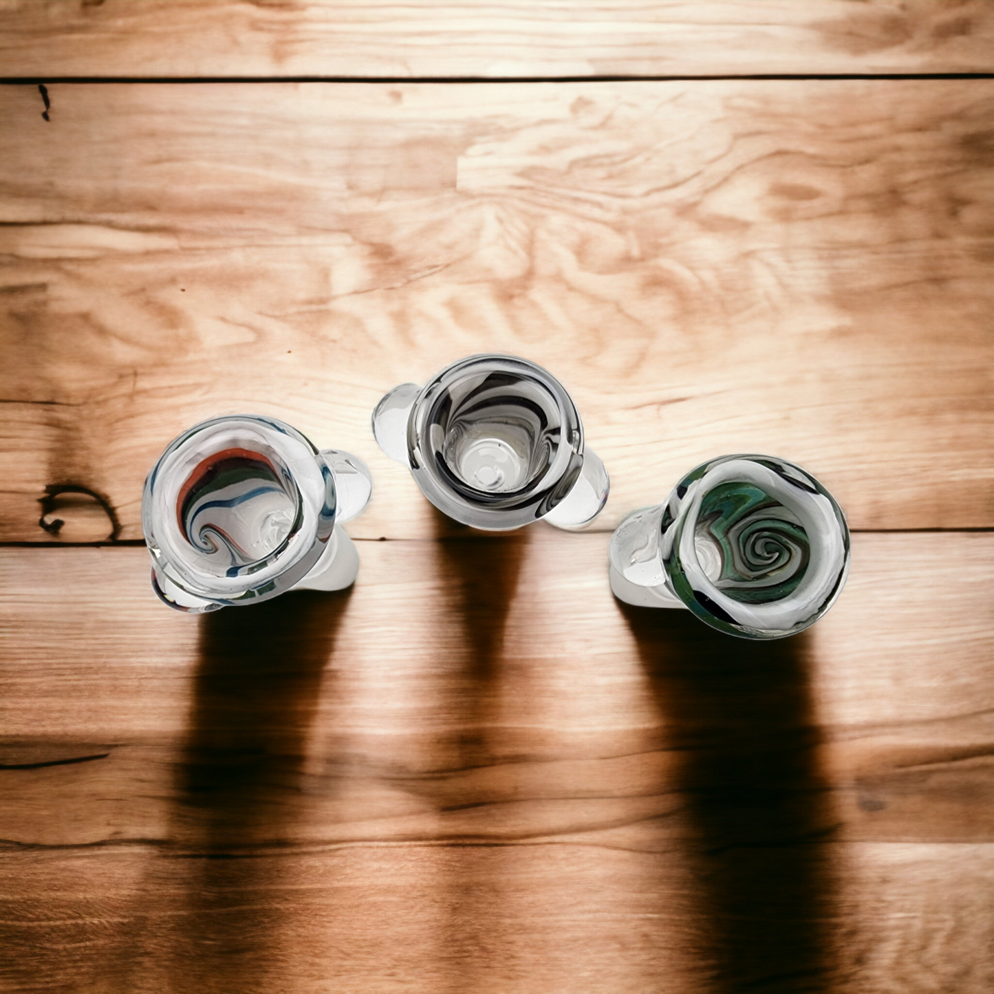 Color Swirl Funnel Bowl with Double Marble Grip