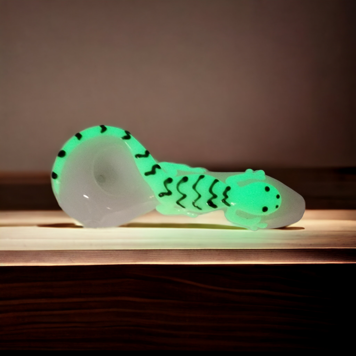 Glow in the Dark White Gecko Spoon Pipe