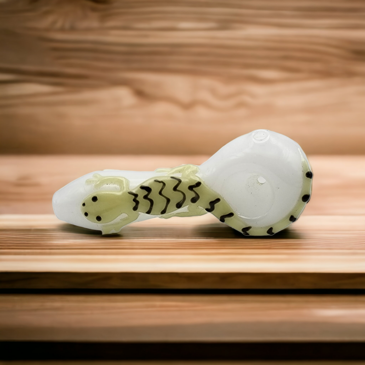 Glow in the Dark White Gecko Spoon Pipe