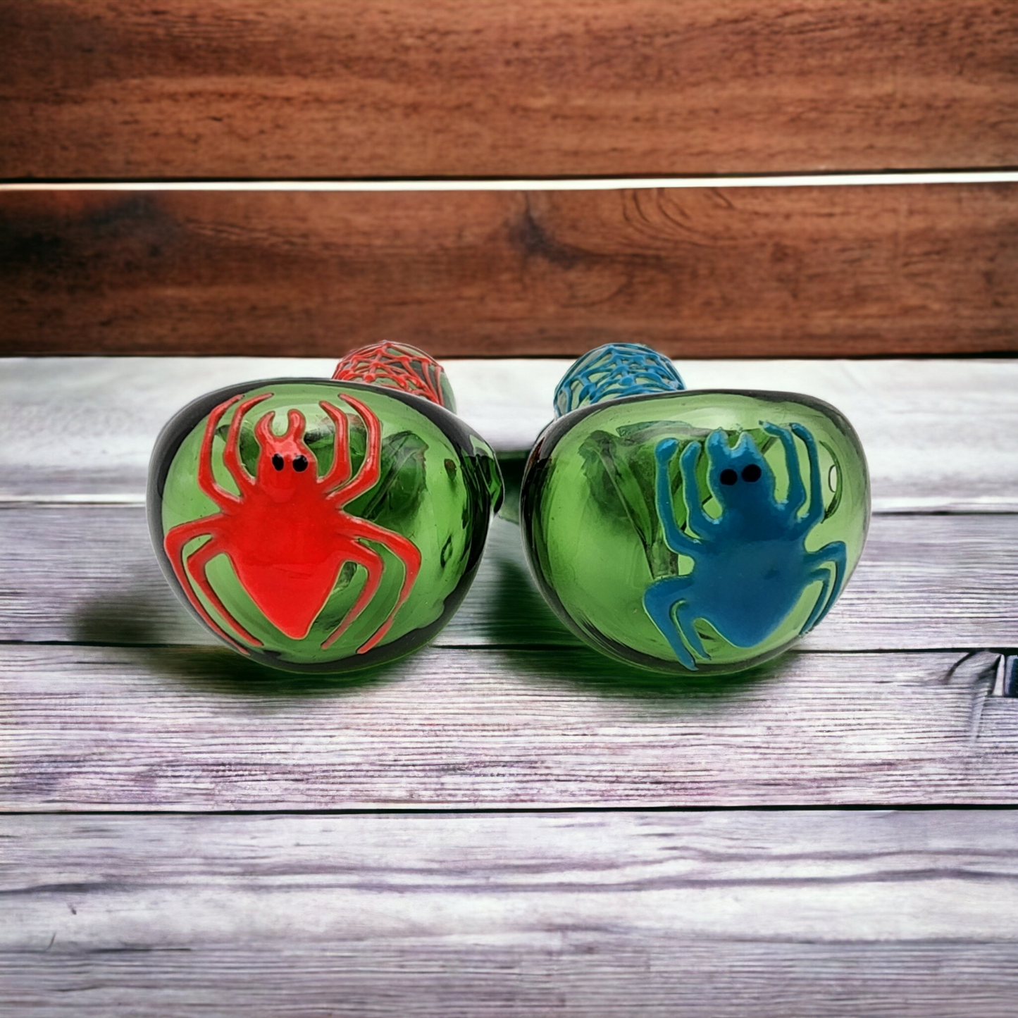 Green Glass Spoon Pipe with Spider