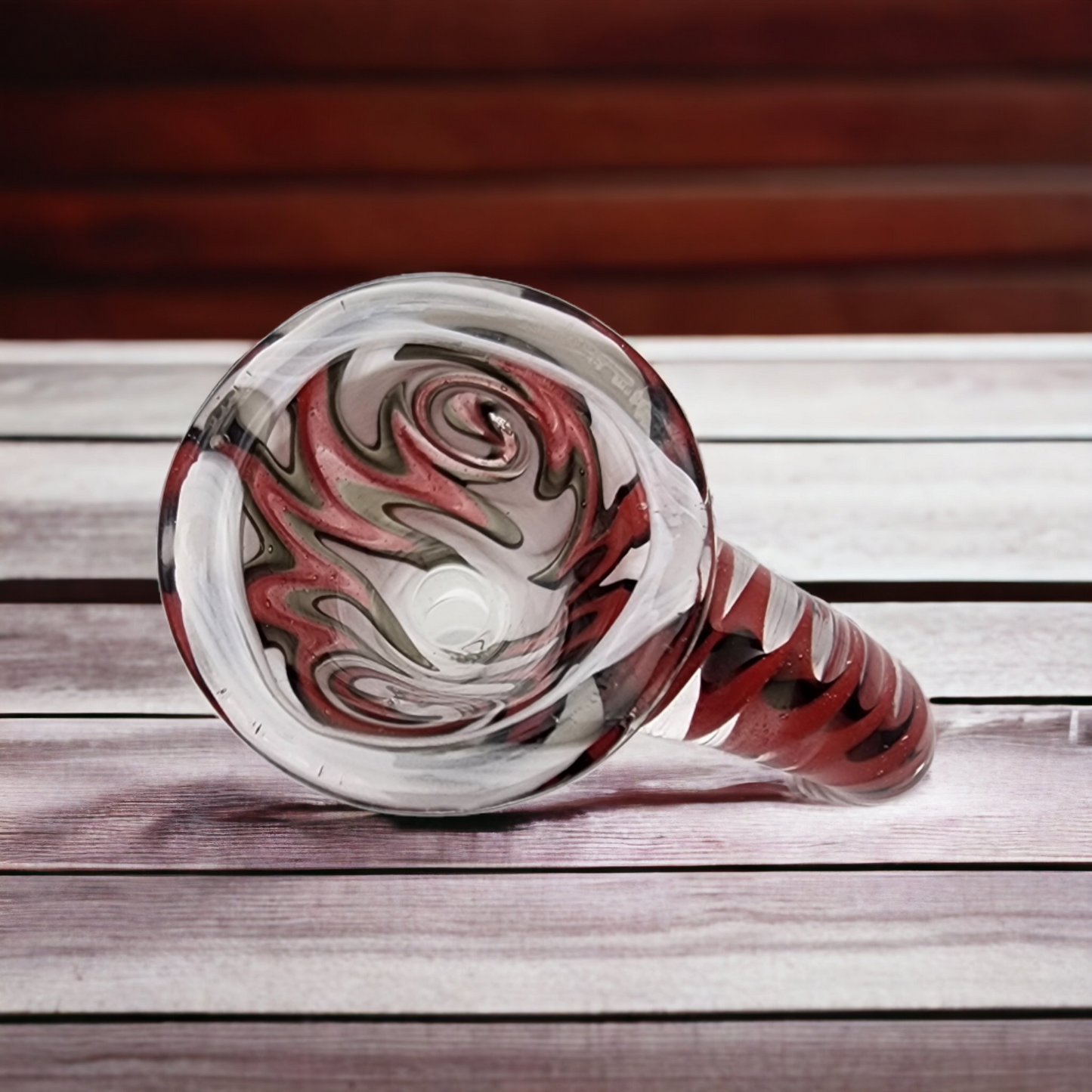 Red Swirl Funnel Bowl with Hook